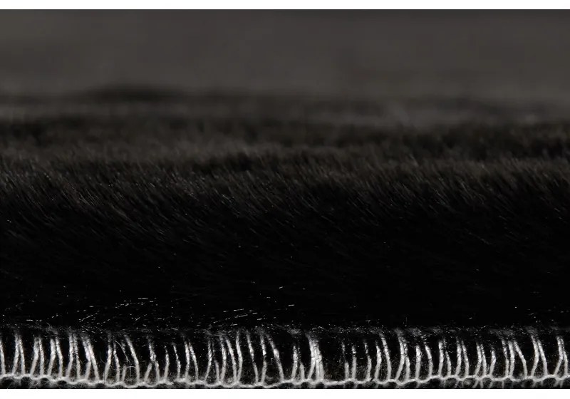 Kusový koberec RABBIT DELUXE - čierny - imitácia králičej kožušiny