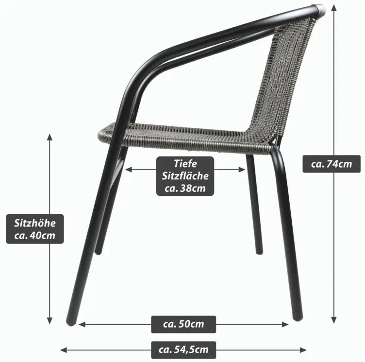 Stohovateľné záhradné stoličky 2 ks tmavosivé D104285