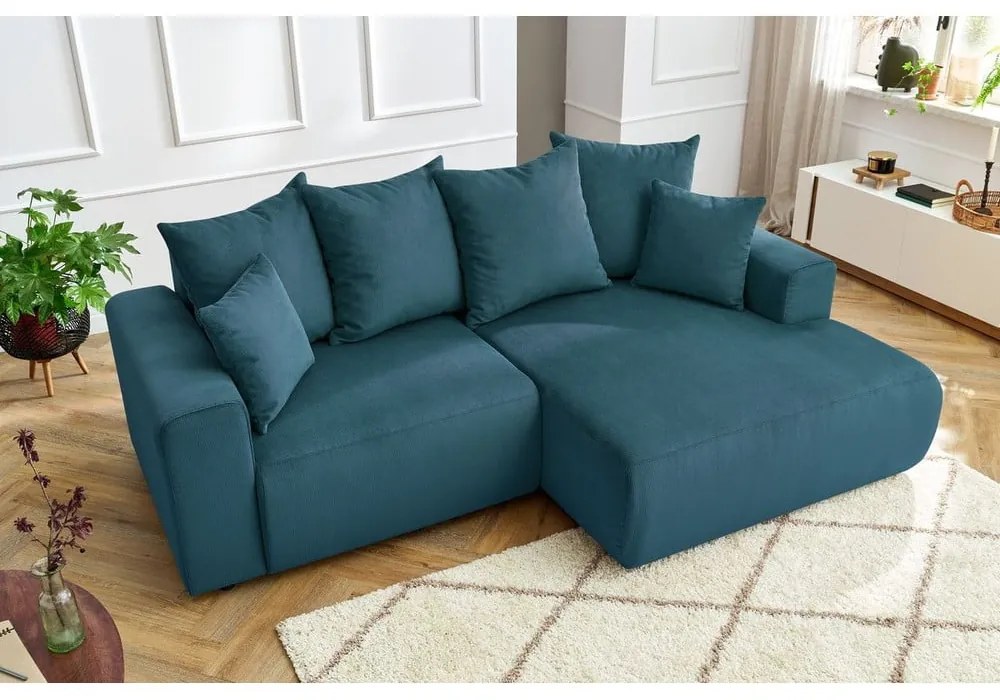 Modrá zamatová rohová pohovka Enjoy – Bobochic Paris