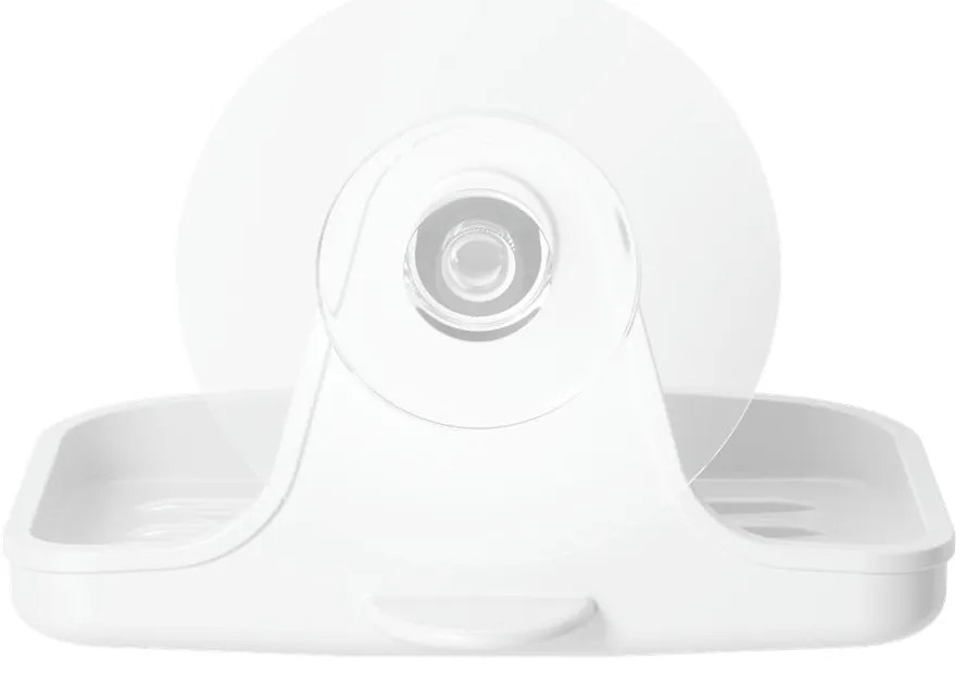 Biela nádobka na mydlo z recyklovaného plastu bez vŕtania Flex – Umbra