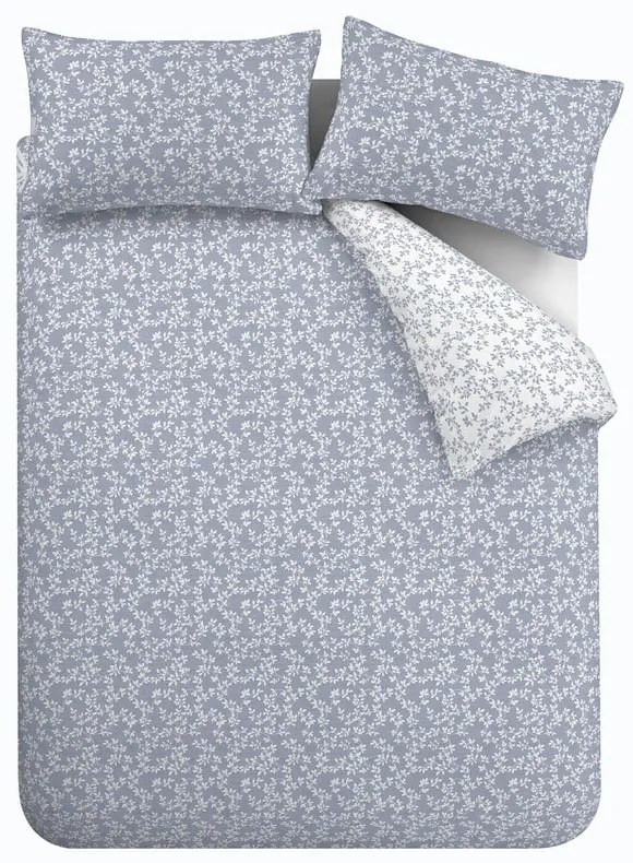 Biele/modré bavlnené obliečky na dvojlôžko 200x200 cm Shadow Leaves – Bianca