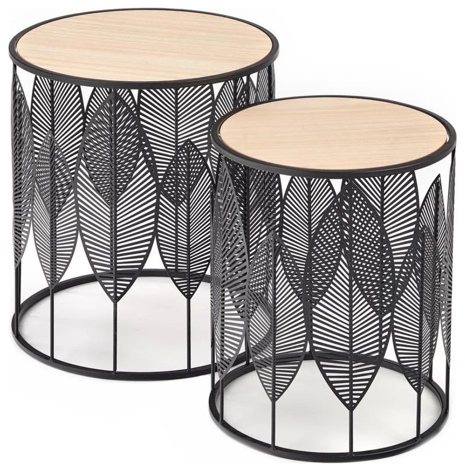 SADA 2x Konferenčný stolík FOLLA pr. 33/40 cm čierna