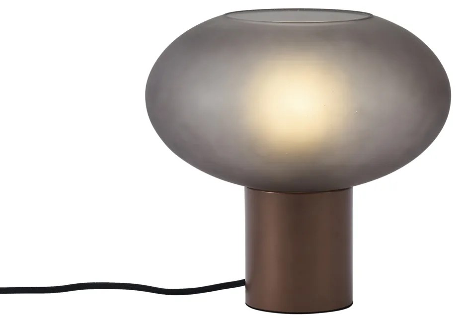 Dizajnová stolná lampa bronzová s matným sivým sklom - Umbrella