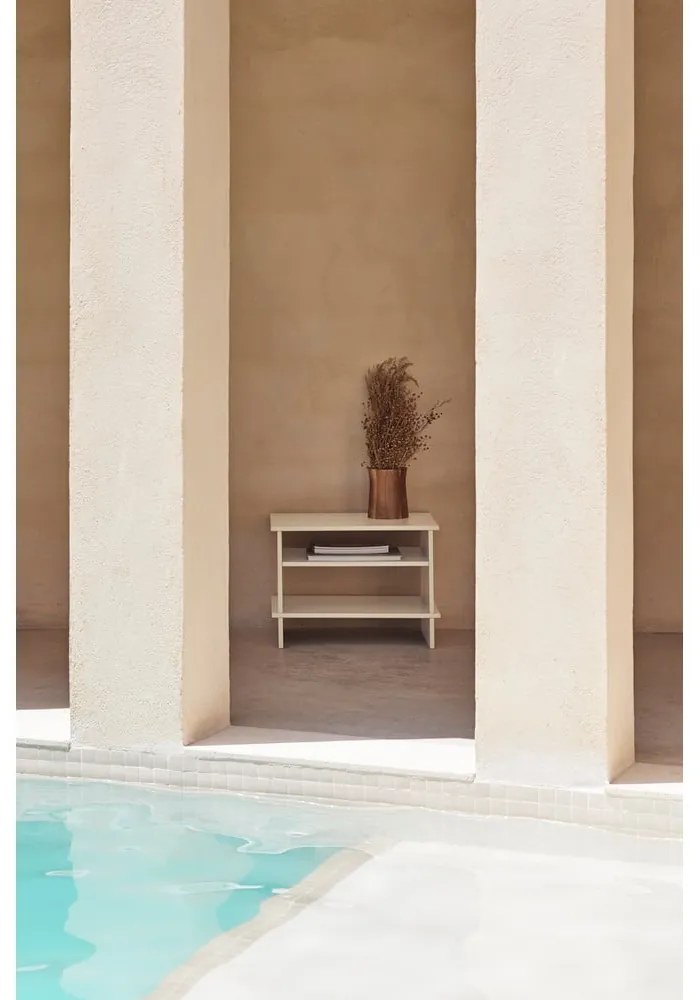 Krémovobiely nočný stolík s poličkami Inari – Teulat