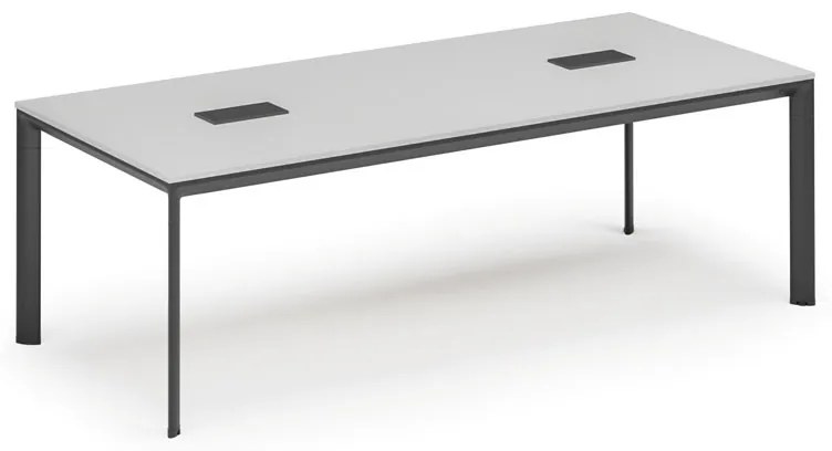 Rokovací stôl PRIMO INVITATION, 240x120 cm, biela + 2x stolná zásuvka TYP I, čierna