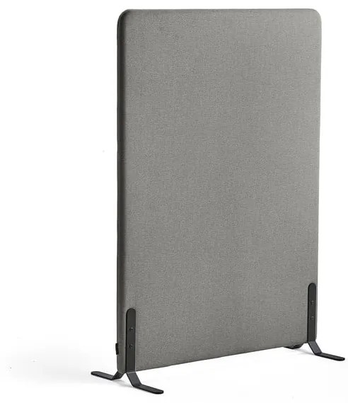 Paraván ZONE, 1360x1000x46 mm, látka Hush, čierne nožičky, svetlošedá