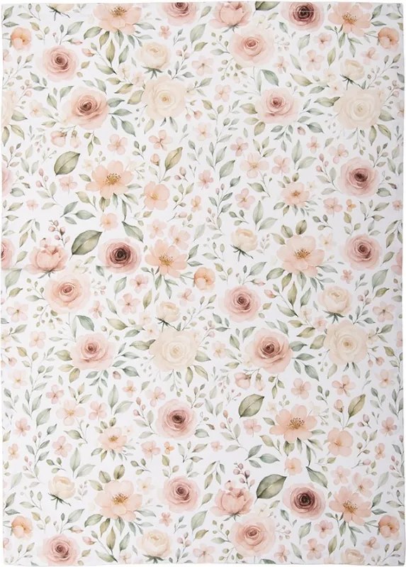 Biela bavlnená utierka s ružami Soft Romantic Blush - 50*70 cm