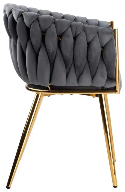Jedálenská stolička COFTON zamatová, zlatá / grafitová