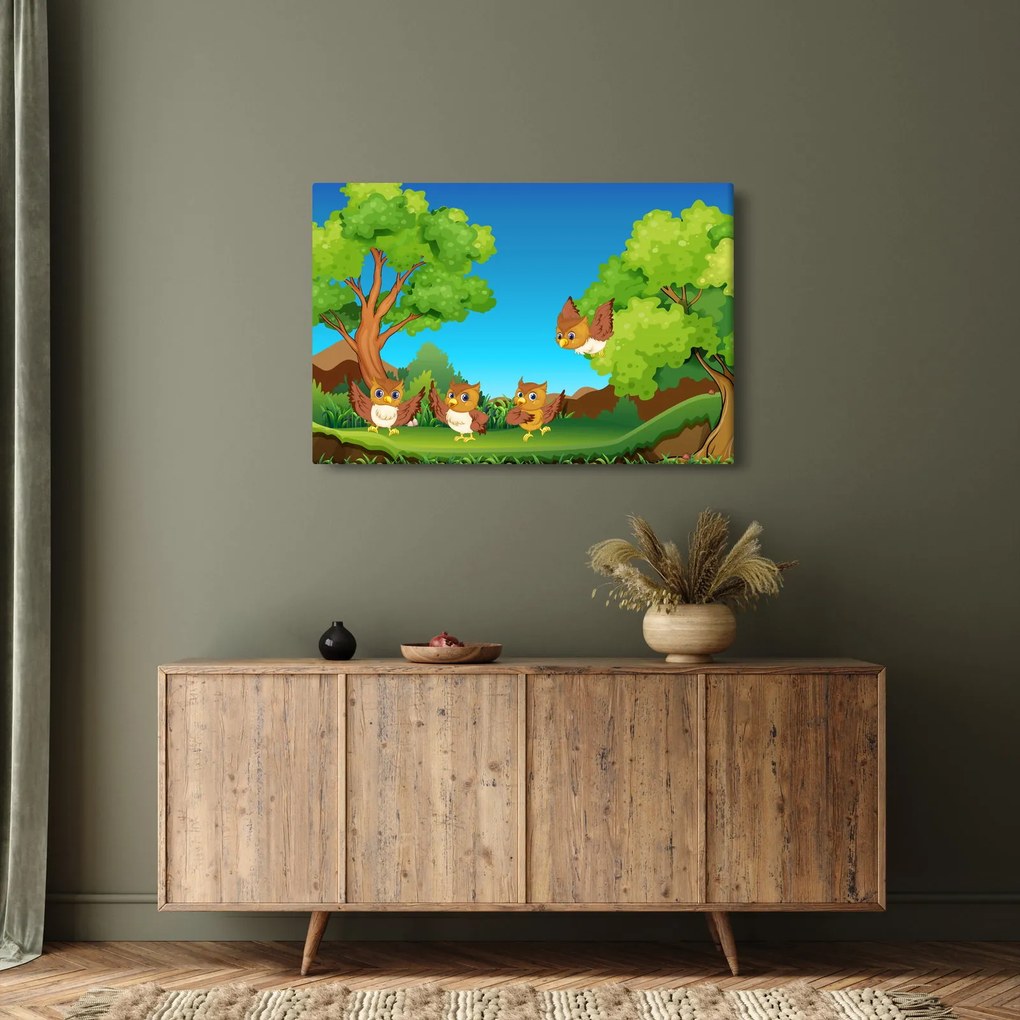 Obraz - Veselé sovičky (90x60 cm)