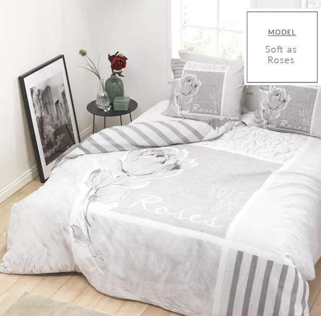 DomTextilu Moderné sivé bavlnené posteľné obliečky s motívom ruže 200 x 200 cm  Sivá 18225