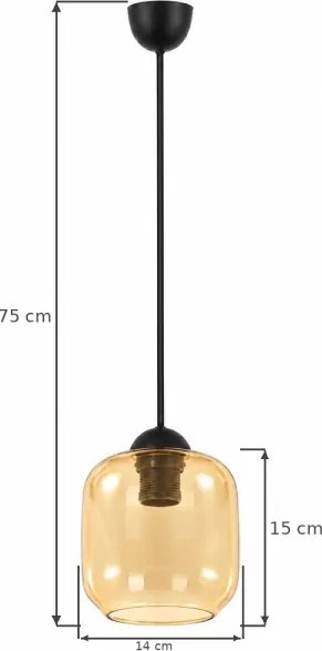 BRILAGI - LED luster na lanku R GLASS 1xE27/60W/230V pr. 14 cm čierna/dymová hnedá