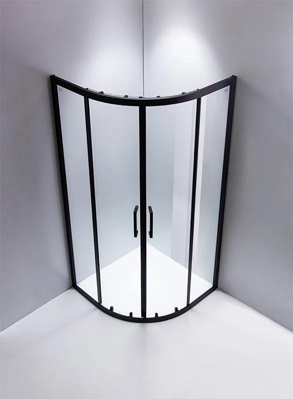 BPS-koupelny Štvrťkruhový sprchový kút HYD-RK01B 90x90 cm čierna/transparent + vanička HYD-RSV-ST01B biela