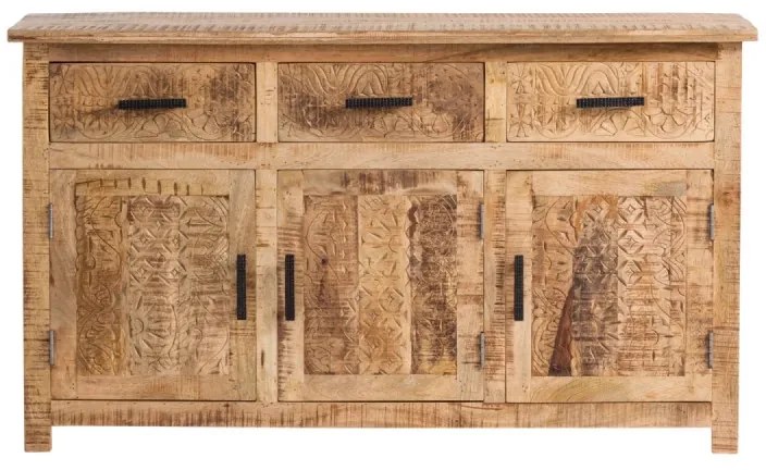 furniture-nabytek.cz - Masívny príborník Mumbai z mangového dreva, lakovaný, hnedý – 140×42×80 cm
