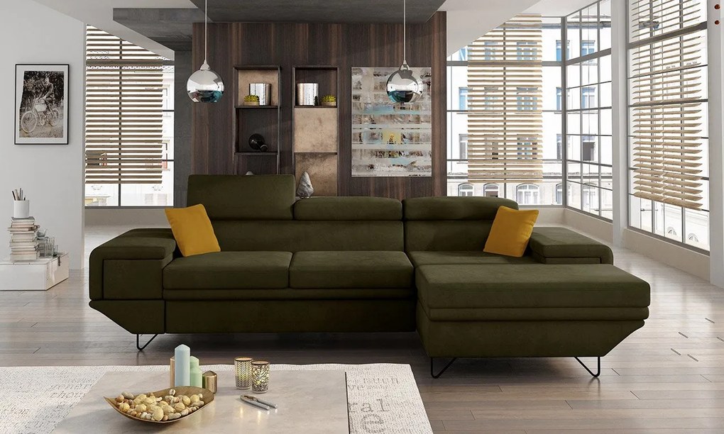 Moderná rohová sedacia súprava Arcadia, Dostupné poťahy: Fresh 34 + Fresh 34 + Senegal 818, Strana: pravá