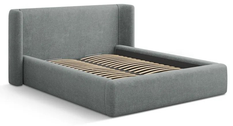 Tmavosivá čalúnená dvojlôžková posteľ s úložným priestorom s roštom 200x200 cm Jason – Windsor &amp; Co Sofas