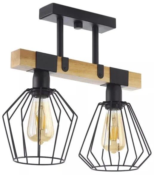 Prisadený luster CAMEROON 2xE27/60W/230V čierna/drevo