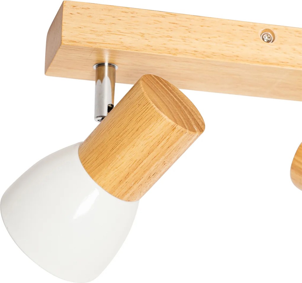 Stropné bodové svetlo drevo a biele 2-žiarovkové nastaviteľné - Thorin