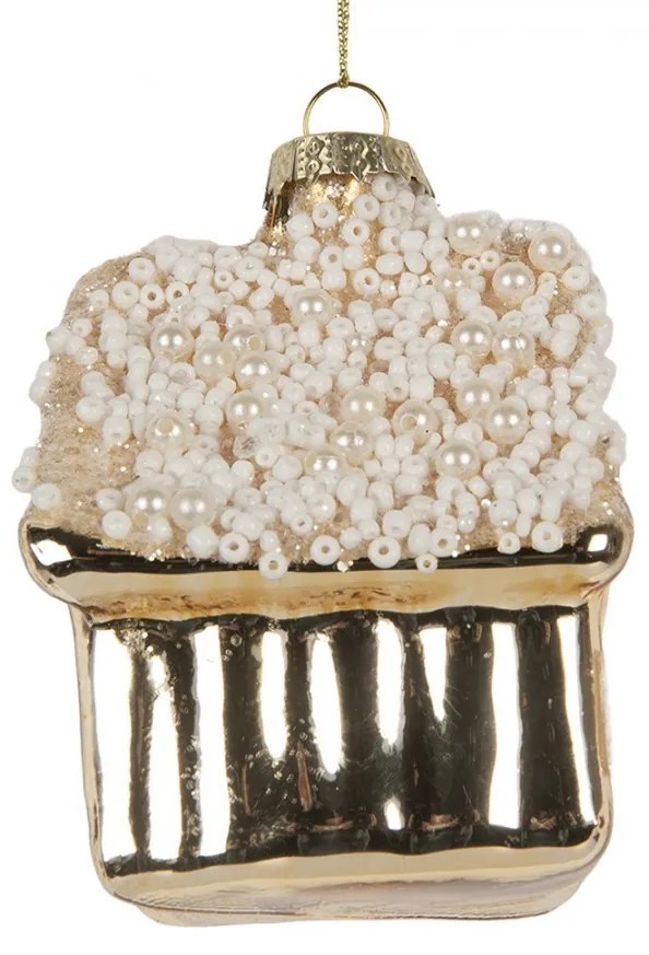 Vianočná sklenená závesná ozdoba perníková chalúpka - 7*7*9 cm