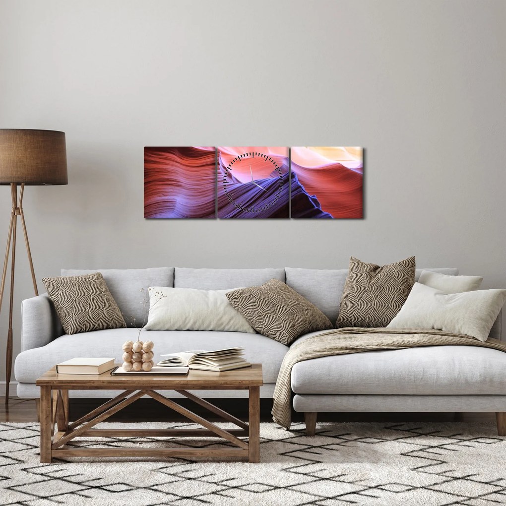 Obraz - farebný piesok (s hodinami) (90x30 cm)