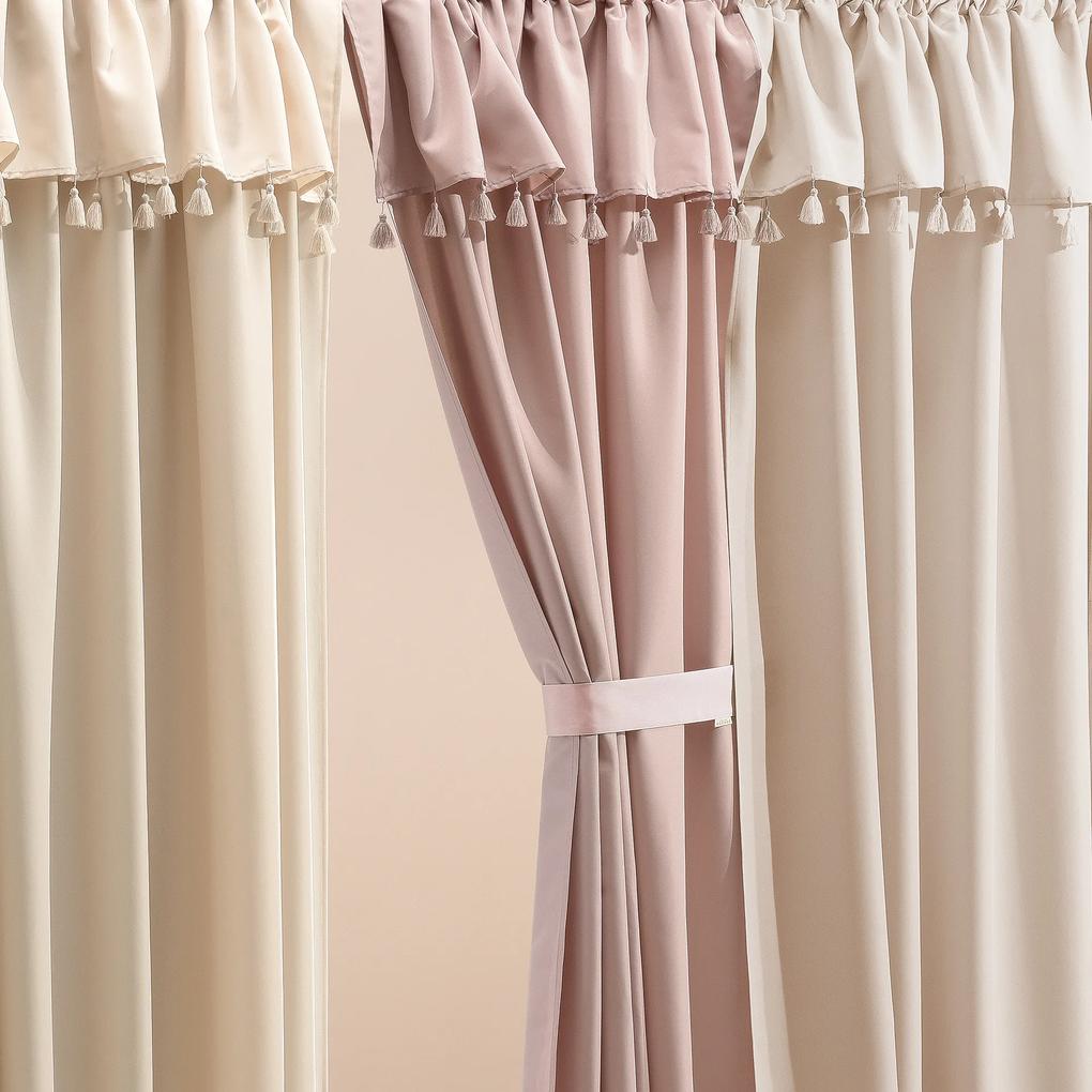 Room99 Hotový záves na páske so strapcami Astoria Jednofarebný Farba: Ružová, Veľkosť: 140 x 260 cm