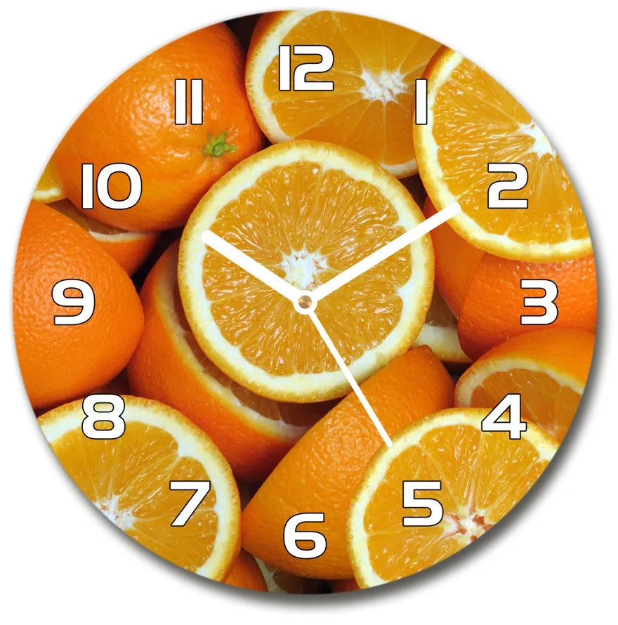 Sklenené hodiny okrúhle Polovičky pomarančov pl_zso_30_f_49786536