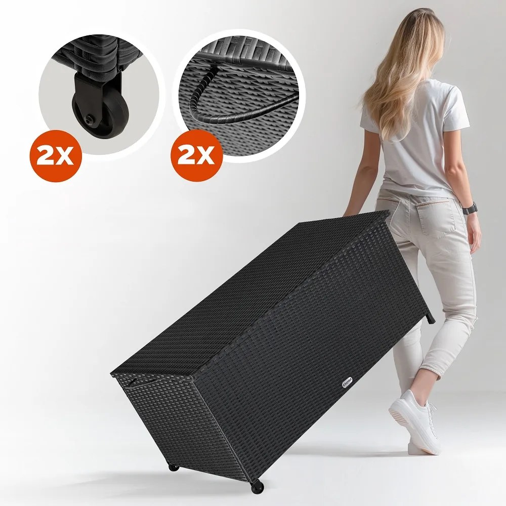 Casaria Polyratanový úložný box RICCO, 122x56 61cm, čierna