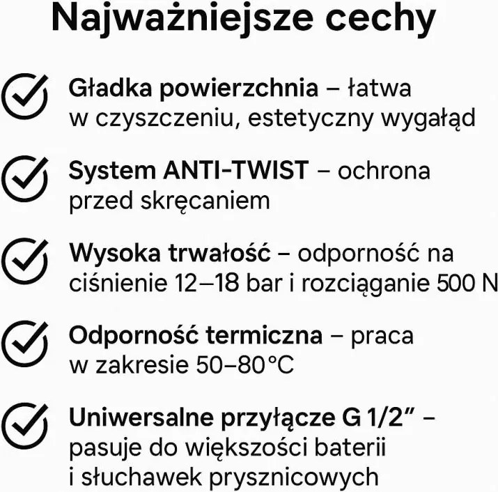 Erga Snake, hladká sprchová hadica 150 cm, Anti-Twist, čierna matná, ERG-YKA-BP.SNAKE-BLK
