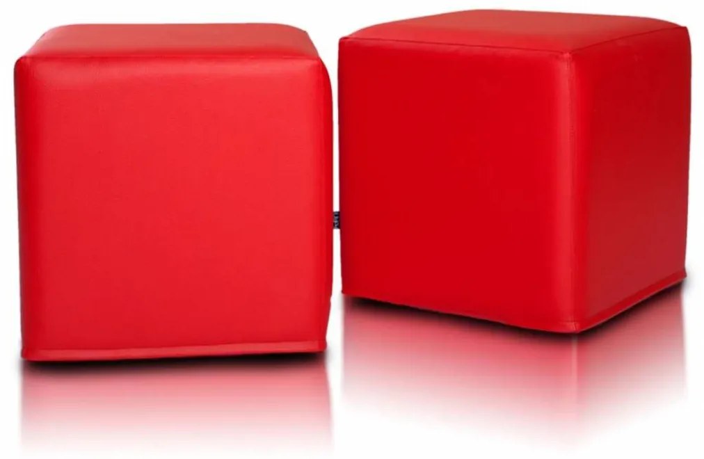 INTERMEDIC SK - Taburetka BLOCK 40x40 cm z ekokože | multifunkčný vak, podnožka, kocka Farba: E06 - Červená (ekokoža)