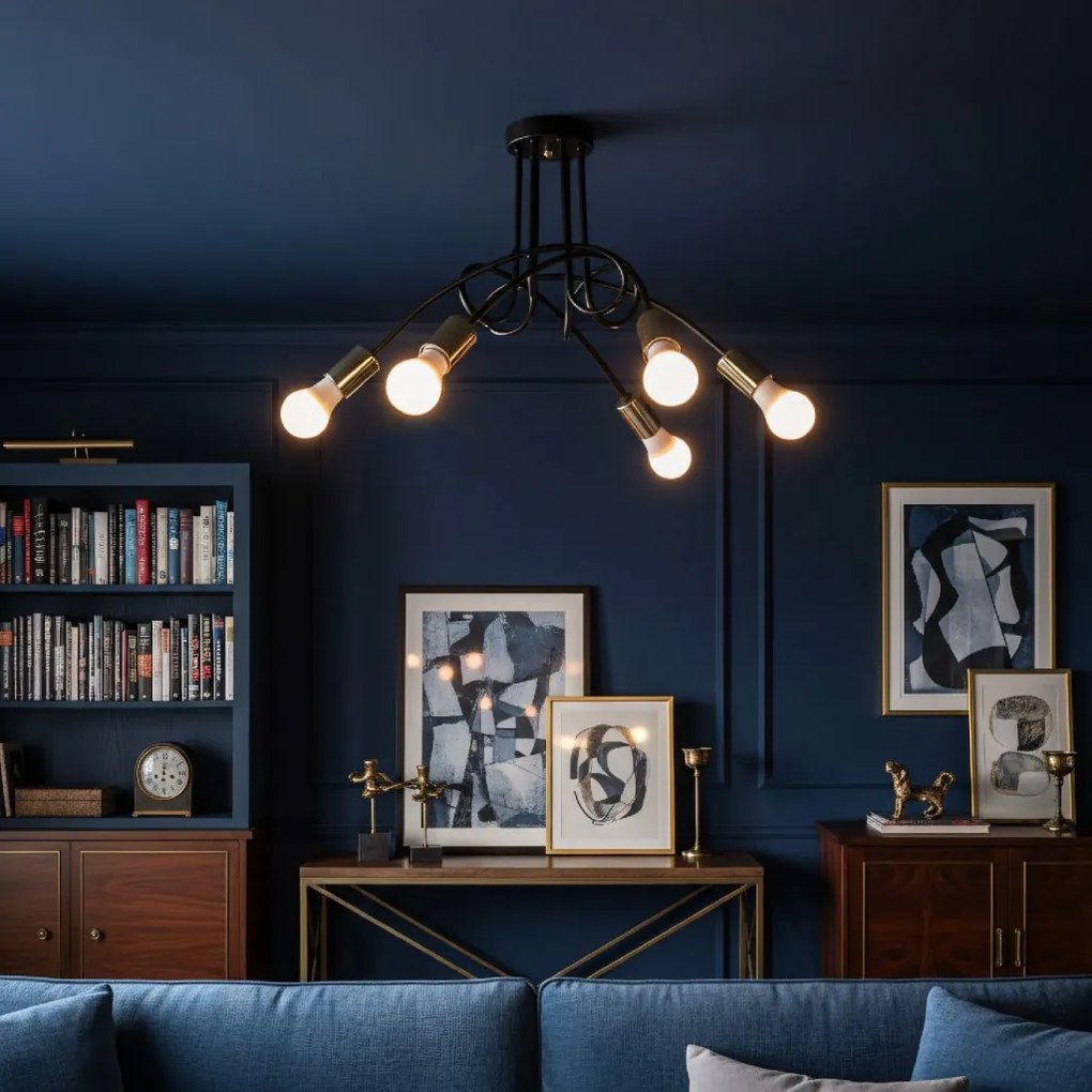 Toolight - Závesné svietidlo Paradise 5xE27 60W APP518-5C, čierna-zlatá, OSW-01102