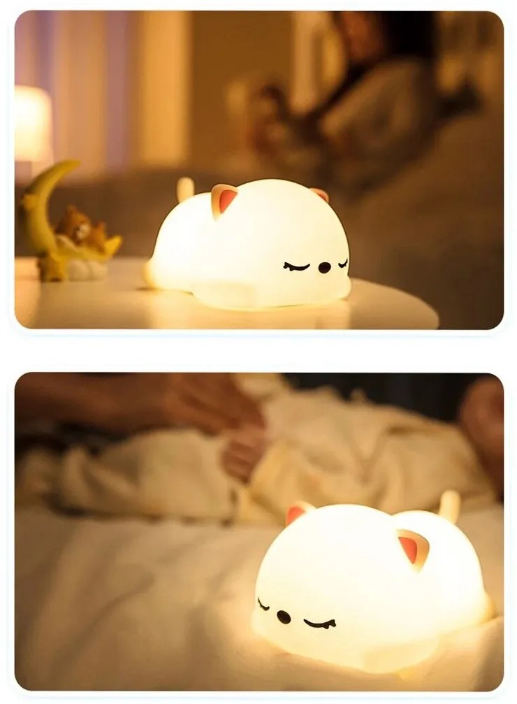 Detská stolná LED lampa Kitty biela