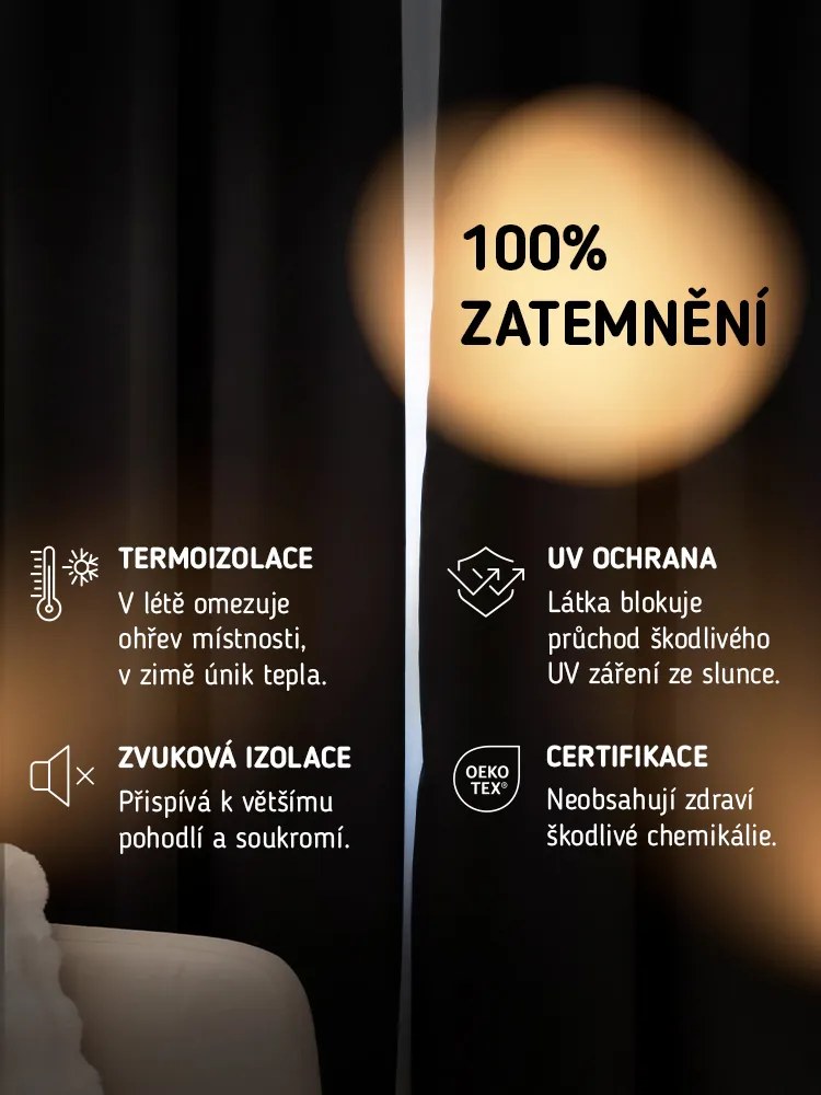 Blackout závesy Elias cappuccino – 140 × 250 cm (2 ks) - riasiaca stuha