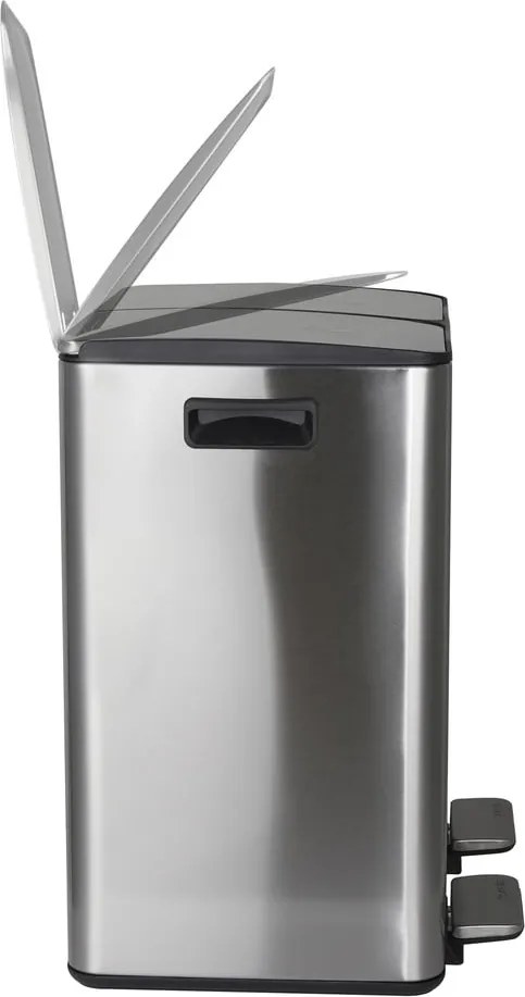 Oceľový odpadkový kôš 2x20 l na triedený odpad/nášľapný v matne striebornej farbe Aliya – Spirella