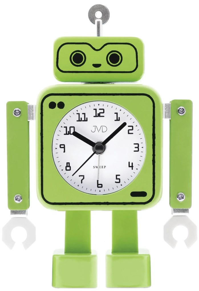 Hravý detský budík JVD robot SRP2305.1 s tichým chodom bez tikania