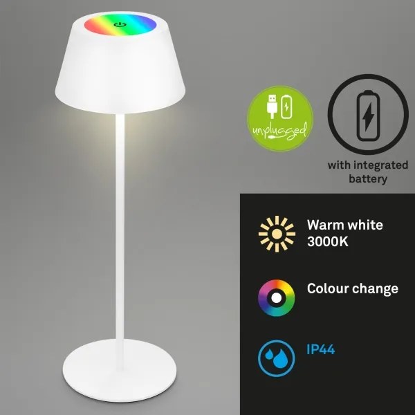 Brilo - LED RGB dotyková nabíjacia stolná lampa KIKI LED/2,6W/5V IP44 2600 mAh biela