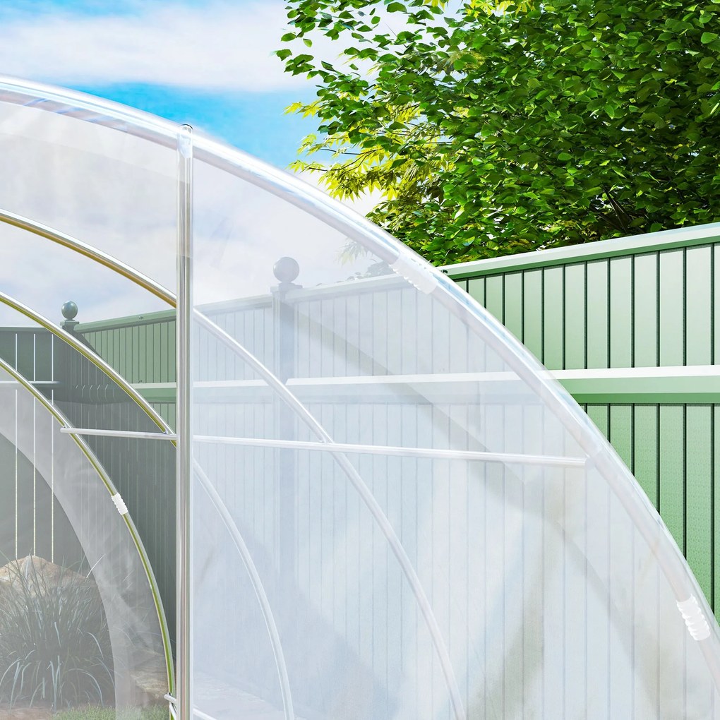 Záhradný tunelový skleník Outsunny 3 x 3 x 2m 9 m² s otváracími dverami PE 150g/m² na zeleninu, rastliny a kvety | Aosom