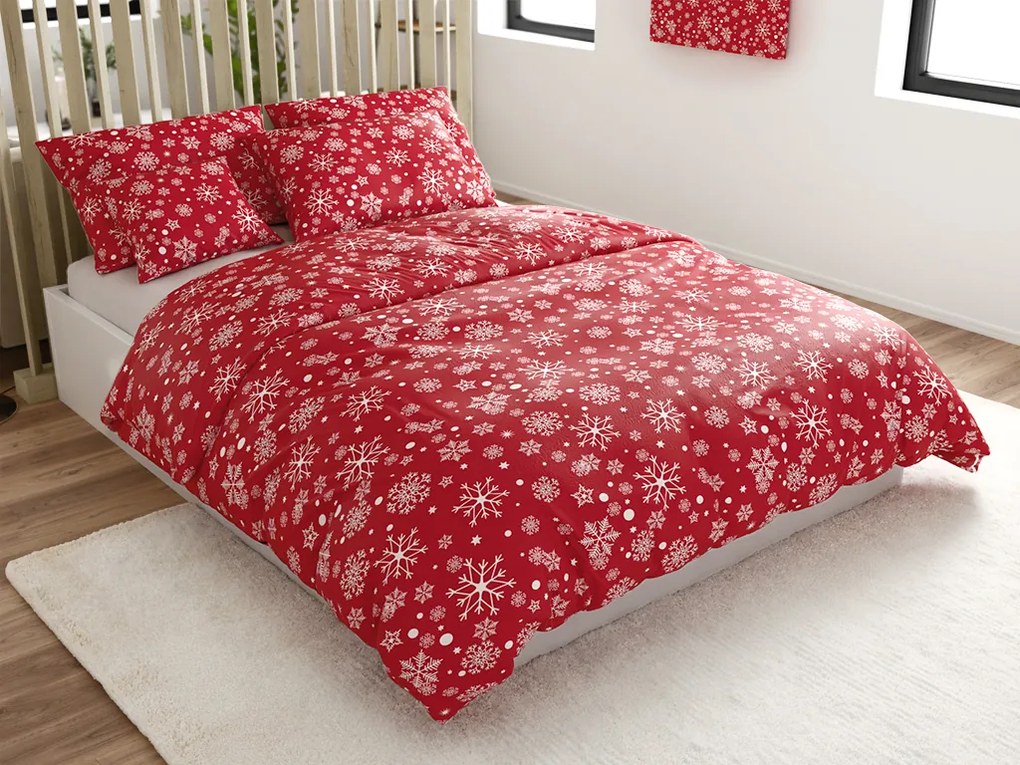 Obliečky mikroplyš SNOWFALL červené Rozmer obliečky: 70 x 90 cm | 140 x 200 cm