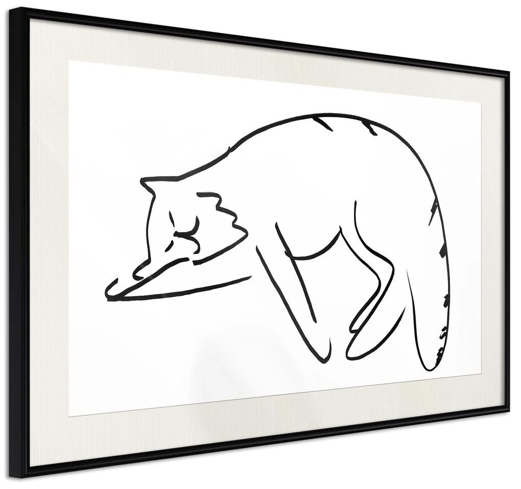 Artgeist Plagát - Cat's Dreams [Poster] Veľkosť: 90x60, Verzia: Zlatý rám s passe-partout