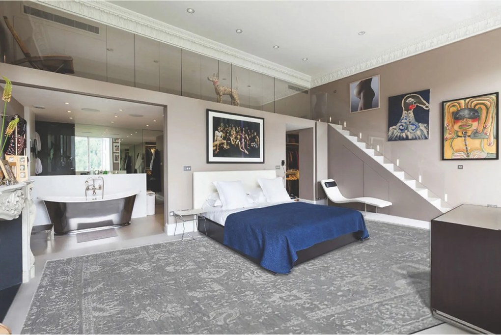 Diamond Carpets India, Ručne viazaný kusový koberec Diamond DC-VASE 3 Silver / silver, 305x425, šedá, chodba / predsieň