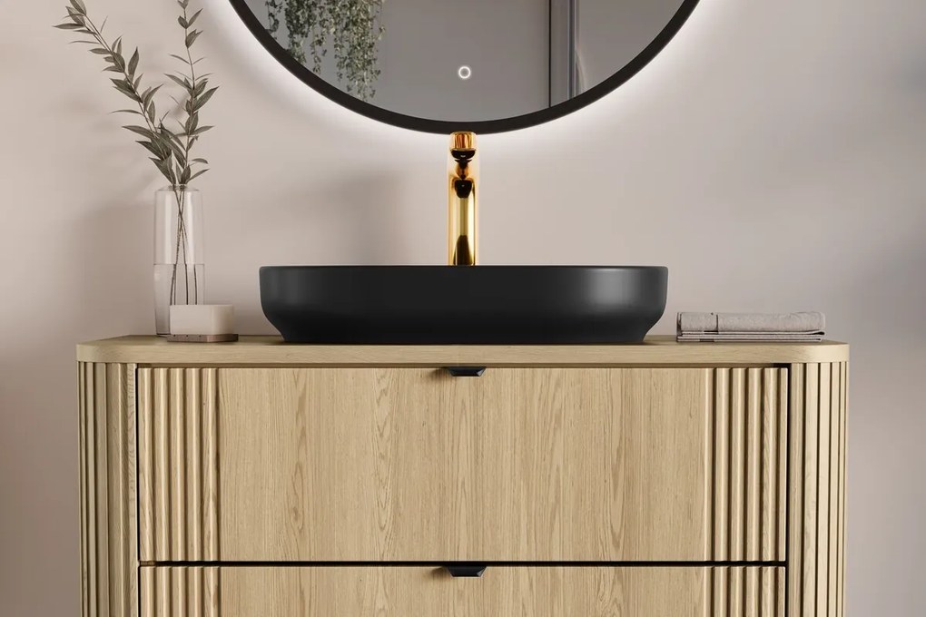 Kúpeľňová zostava Ovalia so skrinkami 100 cm dub Cremona