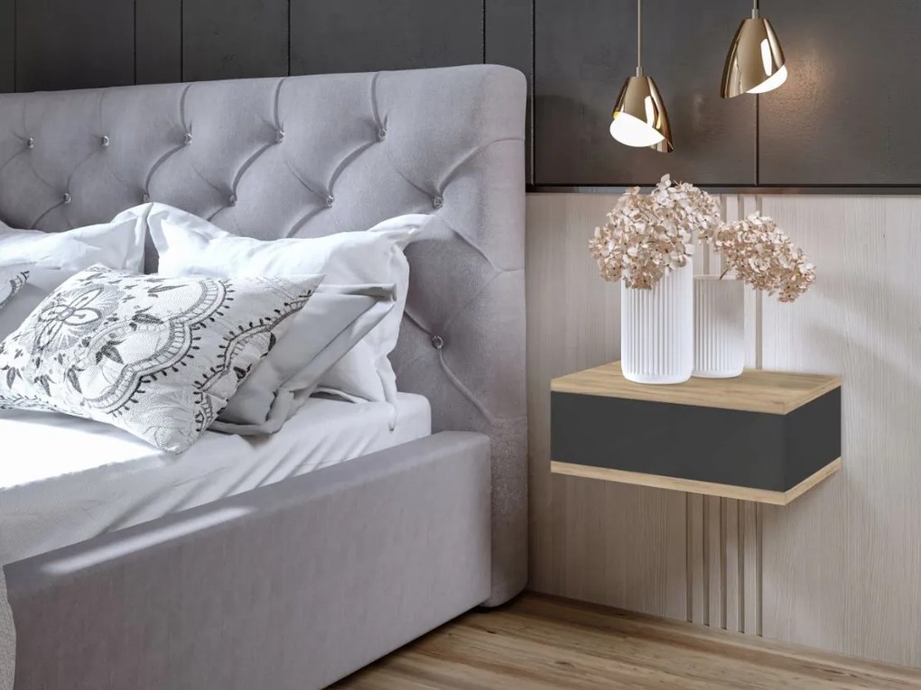 Nočný stolík LOFT - dub craft zlatý/grafitový