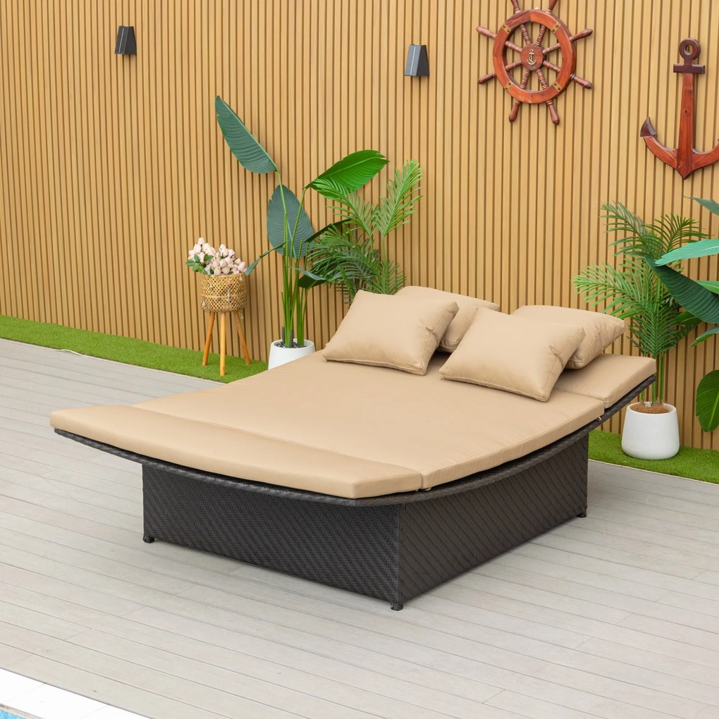 Záhradný ratanový gauč Rivera tmavohnedý