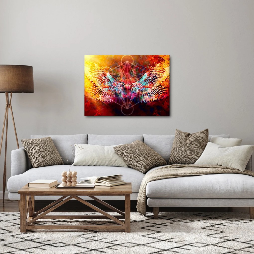 Obraz - Merkaba s krídlami, abstrakcia (70x50 cm)