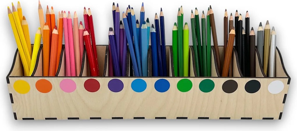 usporadejto.cz Pastelkovník XL VASKY, 44 x 8 x 10 cm, s označením farieb