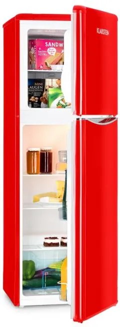 Klarstein Monroe XL Red kombinovaná chladnička s mrazničkou, 97/39 l, A+, retrolook, červená farba