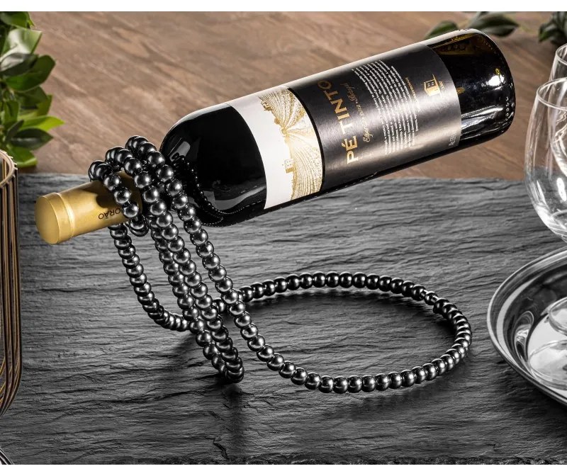 014789 DR Stojan na víno - Perlový náhrdelník Čierna