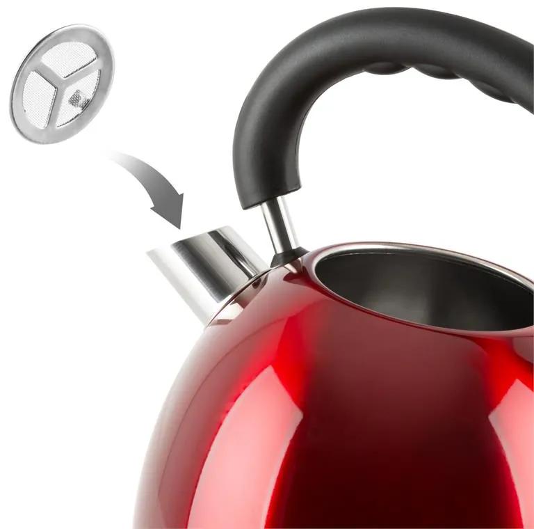 Klarstein Teatime varič na vodu čajová kanvica 1850-2200 W 1,8 l ušľachtilá oceľ rubínovo červená