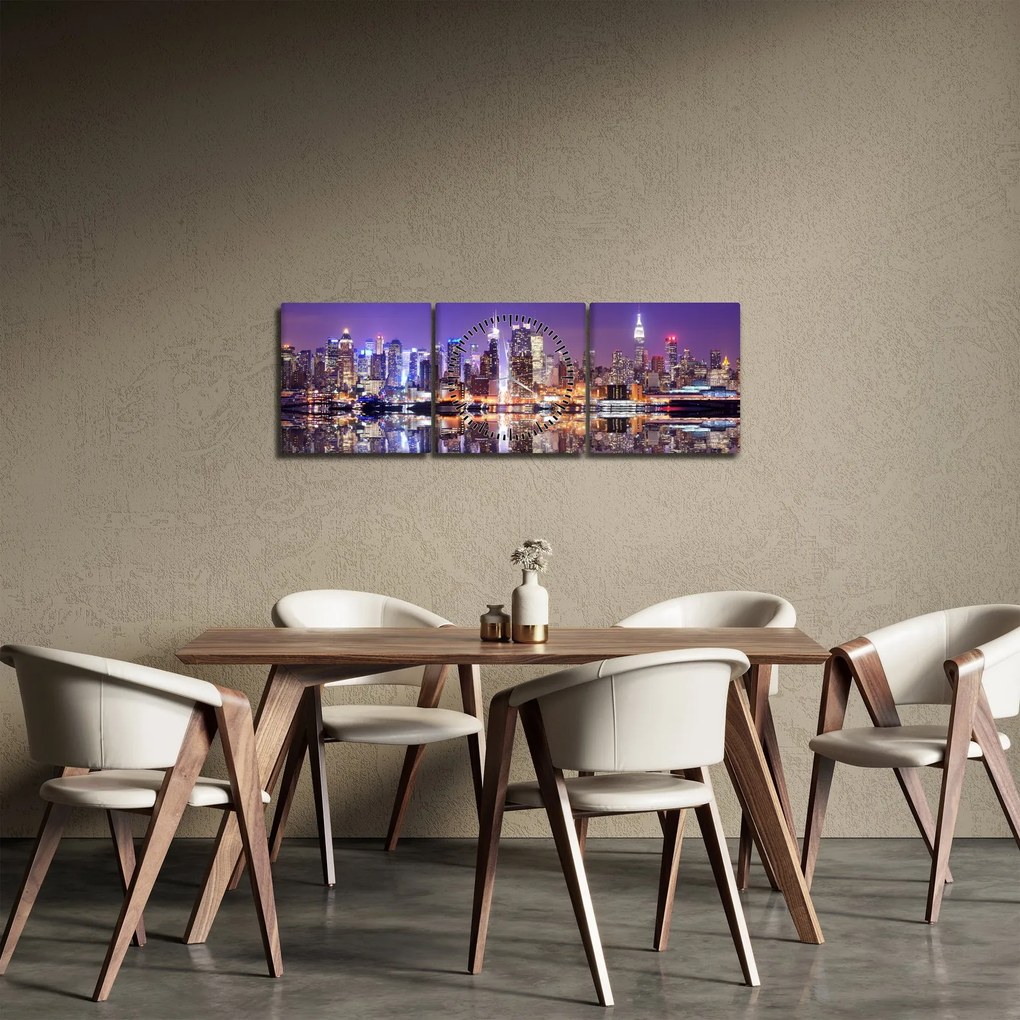 Obraz Manhattanu (s hodinami) (90x30 cm)