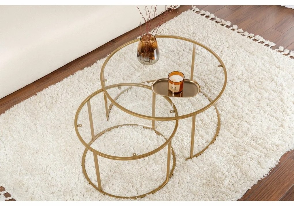 Súprava konferenčných stolíkov Aurum Gold 80 cm, 2 ks