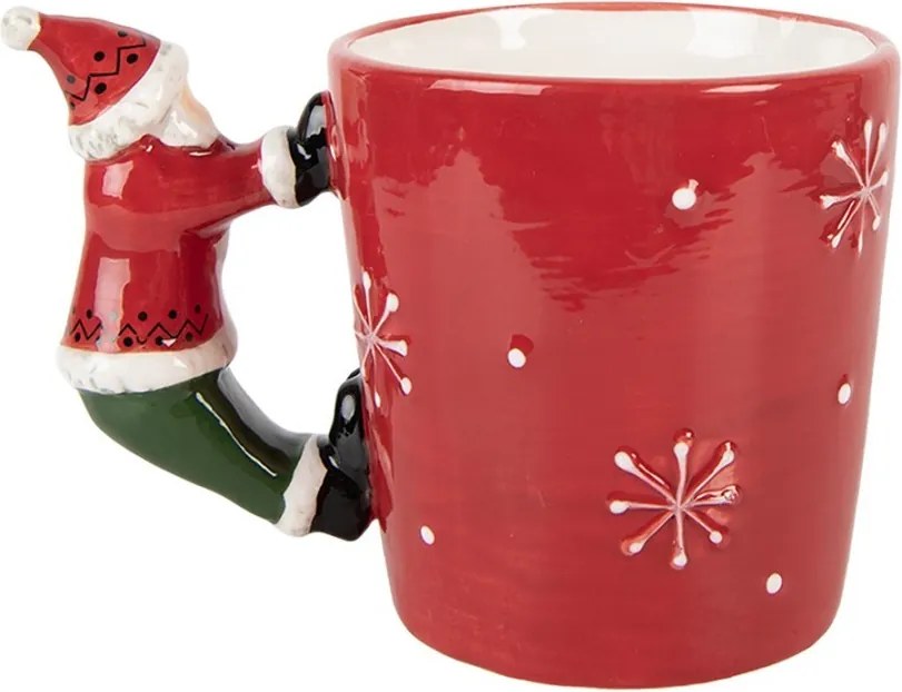 Červený keramický hrnček Santa Claus - 15 * 10 * 11 cm / 400 ml