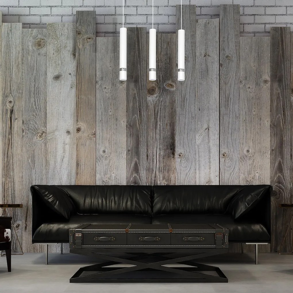 Závesné svietidlo Joker, 3x biele kovové tienidlo, w/ch